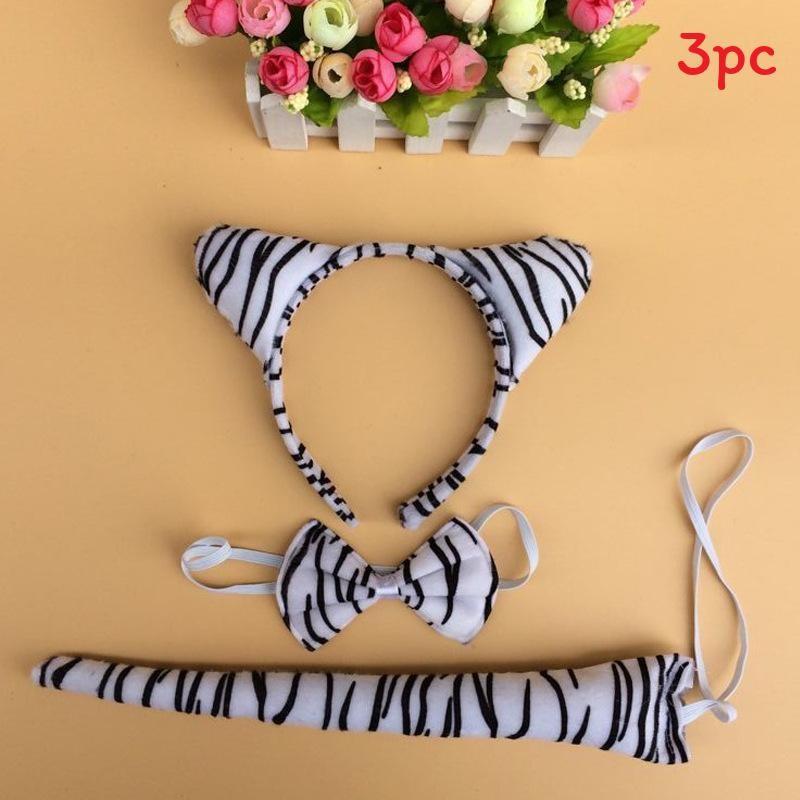 Halloween Animal Tiger Headpiece With Red Horns Demon Headband Cosplay For