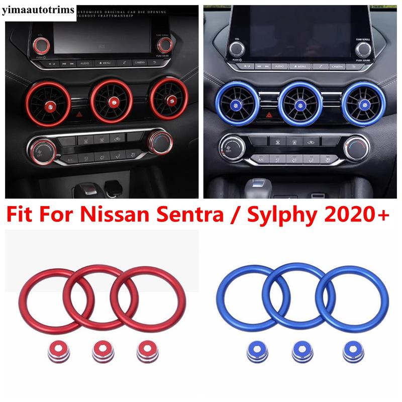 Zentraler mittlerer Luft-Klimaanlagen-Lüftungsauslass-Ring Kreisabdeckung Verkleidung Dekor Zubehör für Nissan Sentra / Sylphy - 2024