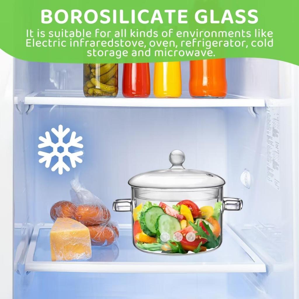 Glass Pots for Cooking On Stove, 1.5L/50oz Glass Cooking Pot with Lid, Heat-Resistant Simmer Pot for Stove Potpourri, Saucepan Pot FIts for Cooking,