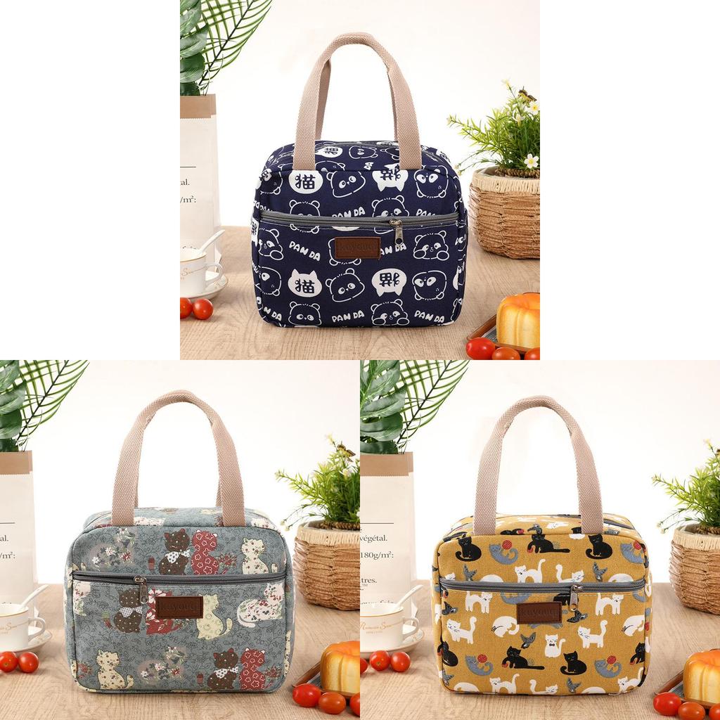 Canvas Lunch Bag For Office Workers With Thickened Handle And Style For Daily Use