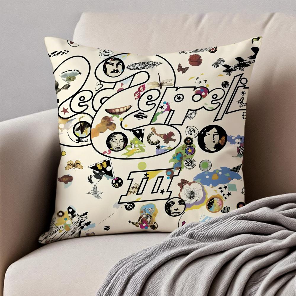 Rock British Rock Band Led Zeppelin Cushion Cover Pillowcase Antidustmite Invisible Zipper Short Plush Sofa Cushion