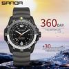 SANDA 6302 Men's Solar powered Watch Creative Quartz Dial Luminous Hands Waterproof Sport Student Wristwatch Innovative Design