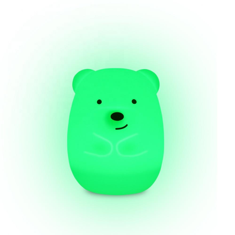 USB Rechargeable Touch Sensitive 8 Colors Cute Bear Baby Night Light Led Lamp for Kid Bedside Night Light
