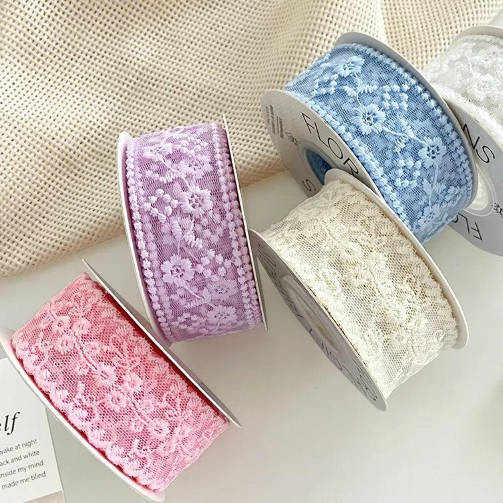 Dekoracyjna 38mm Koronkowa Rzeźbiona Wstążka Ażurowa Ręcznie Robiona DIY Jedwabna Wstążka 8 Jardów Materiały Prezentowe Wstążka do Pakowania Prezentów Tkanina