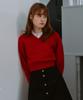ROLAROLA V Neck Crop Knit Red