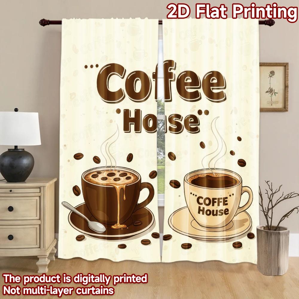 2D flat Photography Backdrop Background cloth Coffee Cups and Beans 100% Polyester Festive Backdrops Use for Outdoor living