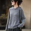 Cozy 100% Ultra-Fine Wool Hooded Drop Shoulder Sweater for Autumn and Winter
