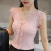 Women's V-Neck Lace Camisole - Trendy Knit Summer Top