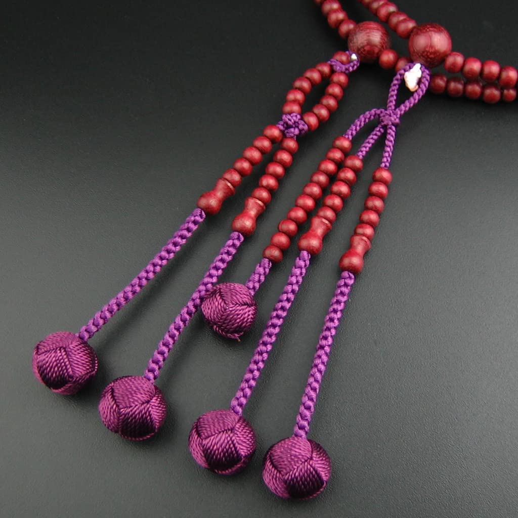 Myorenka Soka Gakkai Prayer Beads for Women Purple Heart 8 Dimensions S Size Purple Natural Wooden Prayer Beads Double Prayer Beads Prayer Bag Set