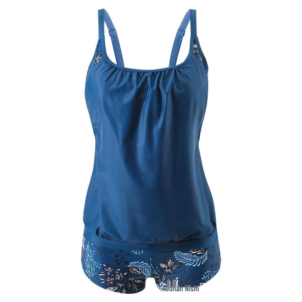 2024 Plus Size Women's Quick-dry Two-Piece Set: European & American Style Bikini with Shorts and Vest