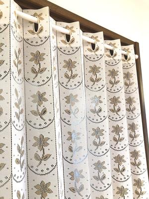 Accordion Room Adjustable 95 X Small Floral Leaf KL5330 CM534 Curtain, Divider, Flip-Up Curtain, Energy-Saving, Length, 190cm, Pattern, (Ivory)