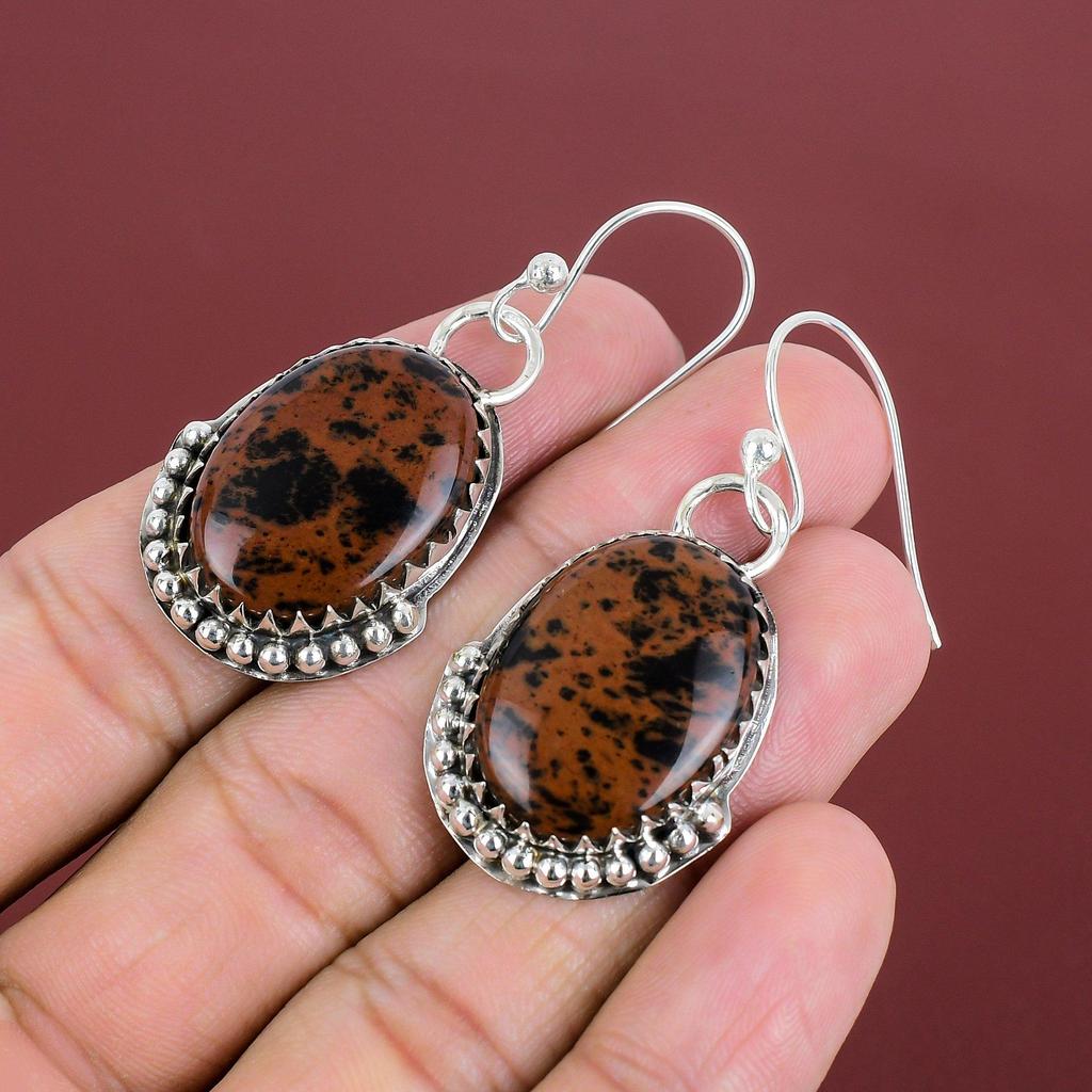 Mahogany Obsidian Earrings Gemstone Jewelry Handmade Earrings 925 Sterling Silver Earring Amazing Drop Earring Gifts For Her Silver Jewelry