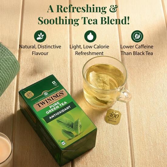 Twinings Pure Green Tea, 100 Teabags, Green Tea, Perfectly Balanced & Refreshing, 386 Gram