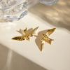 Stainless Steel Ear Studs Gold Plated Stereoscopic Bird Shaped Earrings Jewelry Comfortable Metal Earwear Accessories