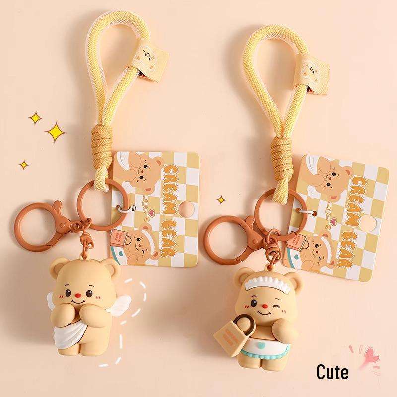 Butter Bear Keychain Ornament – Cute Couple's Backpack & Car Charm