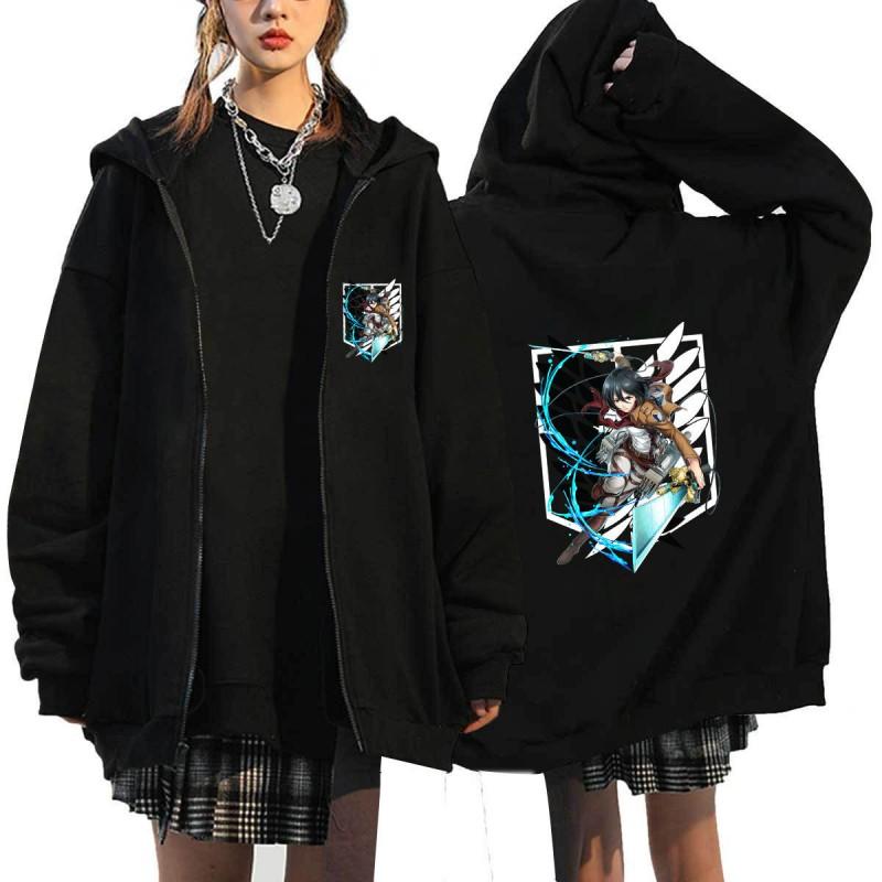 Anime Attack On Titan Printed Zip-Up Hoodie Unisex Casual Sportswear Long Sleeve Sweatshirt