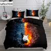 Fire And Water Guitar Musical Instruments Duvet Cover Set King Queen Double Full Twin Single Size Bed Linen Set