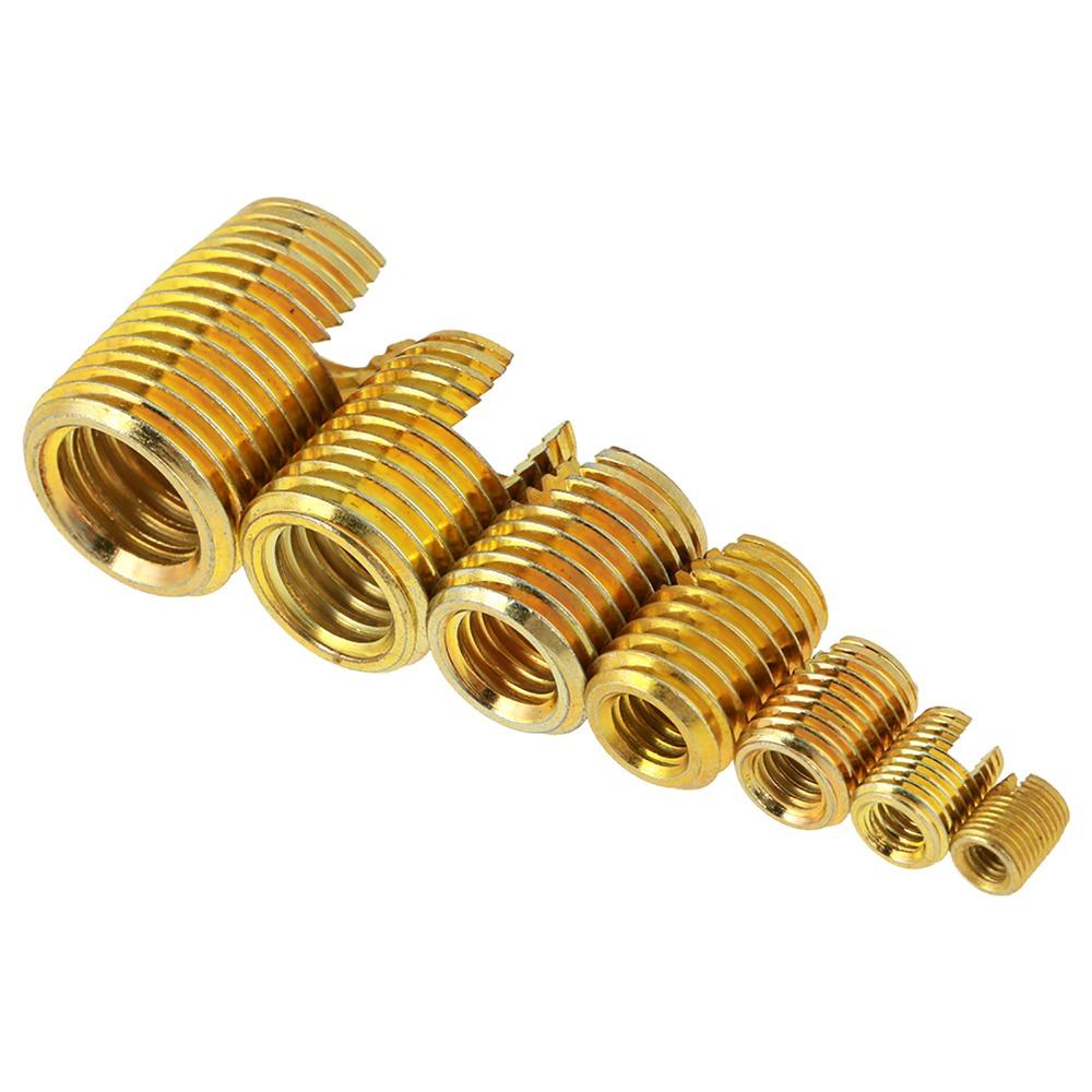 50pcs M3-M12 Self Tapping Inserts Brass Brass Slotted Thread Inserts Threaded Inserts Kit  Tool Set