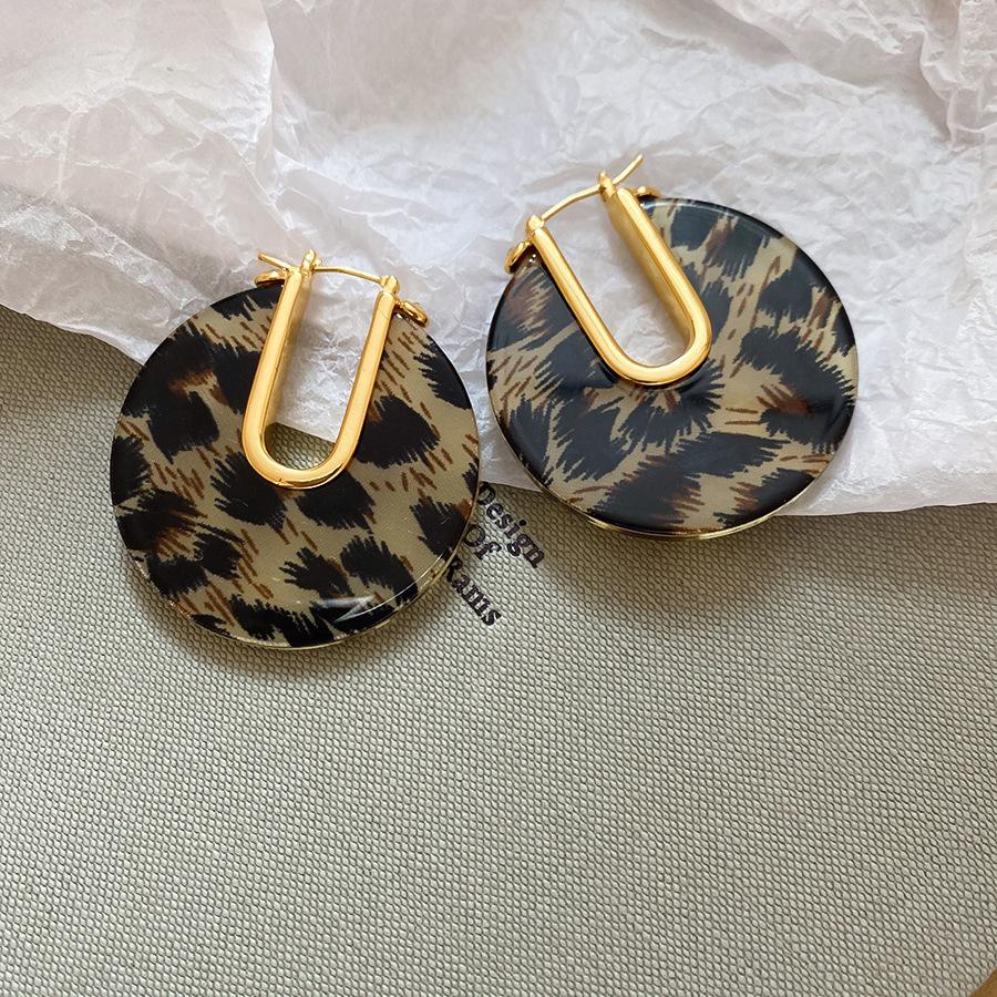 European and American retro fabric flower fringed leopard print earrings earrings personalized temperament earrings women