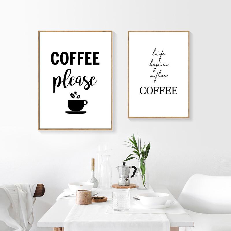 Coffee Wall Art Canvas Painting Black White Quote Art Poster And Print Cafe Art Kitchen Room Wall Picture Home Decor HD2981