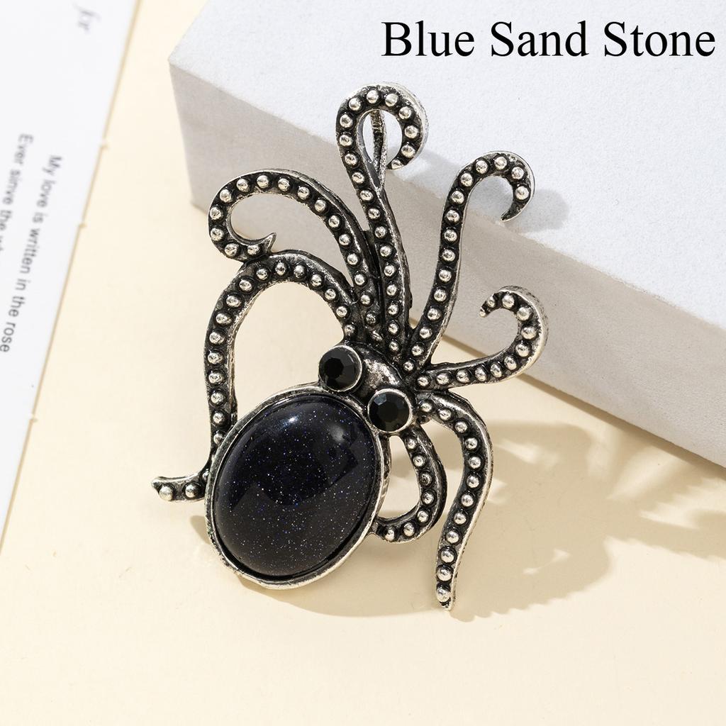 1 Τμχ Καλοκαιρινό Στυλ Ωκεανού Φυσική Πέτρα Χταπόδι Μπροσούλες, Κρύσταλλος Θεραπείας Ρέικι Αμέθυστος Αχάτης Νεφρίτης Πολύτιμος Λίθος Καρφίτσα Μπροσούλα για Unisex Κοσμήματα Δώρο Γενεθλίων