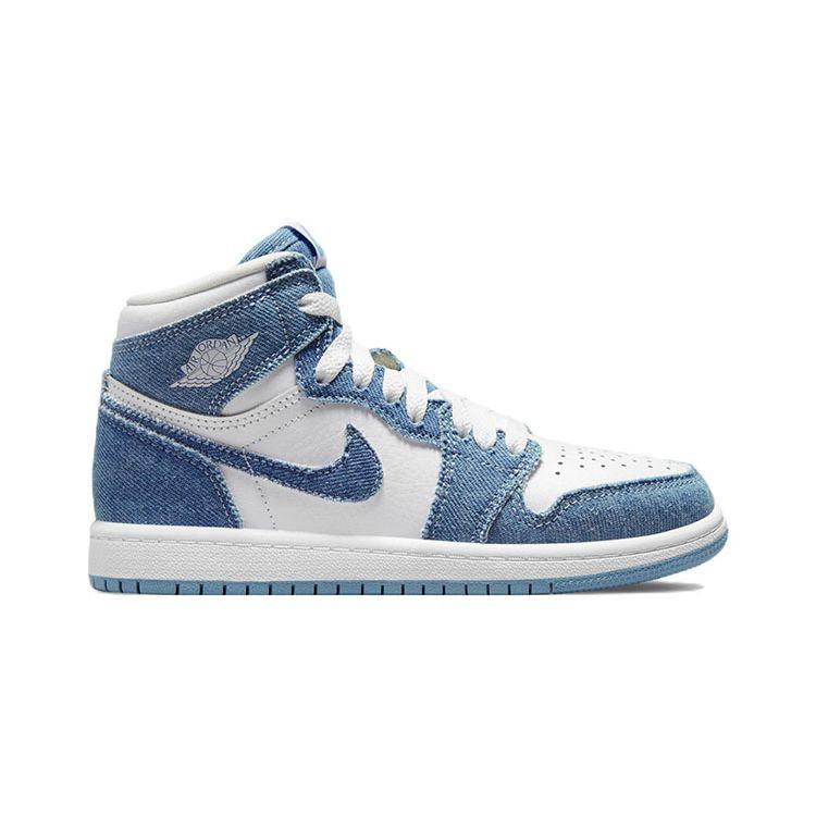 Air Jordan 1 Retro High OG PS Denim Kids Sneakers Blue White Worn-Blue CU0449-104