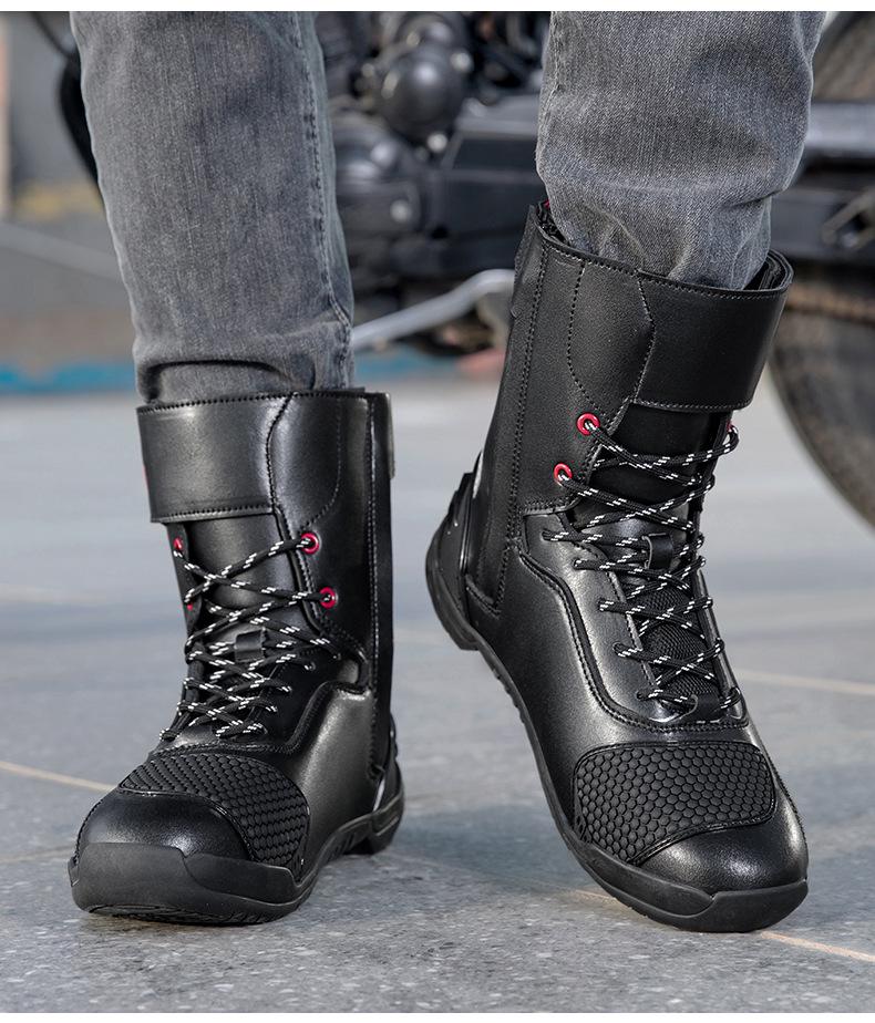 Comfortable, Wear-Resistant Motorcycle Riding Boots with Track-Level Protection