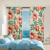2 Pcs   Versatile Polyester Transparent Curtains for Home Decoration Vibrant Red Floral Watercolor for Use In Bedrooms and Living