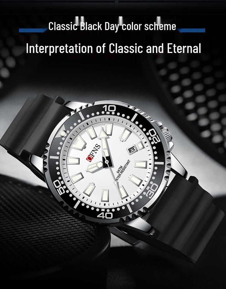 OFNS Men's Casual Waterproof Quartz Wristwatch - Fashionable, Luminous, Simple Design with Shrimp Skin Pattern