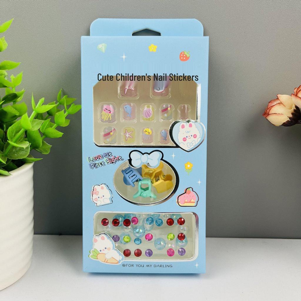 Children's Wearable Custom Nail Stickers - Cute European & American Jelly Glue Fingernail Tips