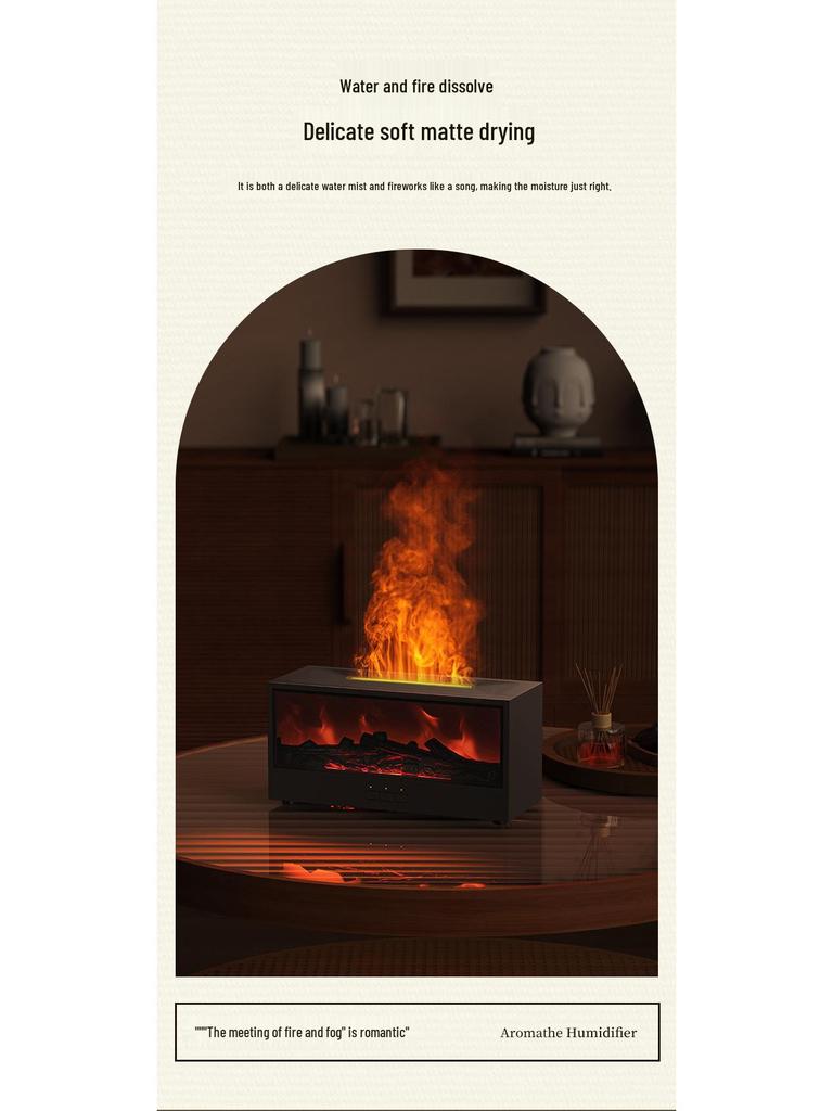 Retro 3D Fireplace Flame Aroma Humidifier & Colorful Desktop Light