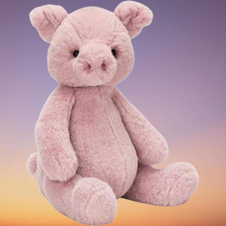 Jellycat Farm Animal Collection Wool Ball Piggy Dolls Plush Doll 30cm Height In Sitting Posture