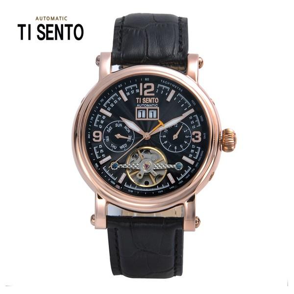 [Ticento]Open Heart Multi-function Automatic Leather Watch TS50601BROBK, Korean Luxury Watches