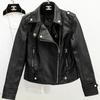 2026 Spring Autumn Haining New Women PU Leather Jacket, Slim Fit Lapel Short Motorcycle Biker Coat Fashion Casual Outerwear