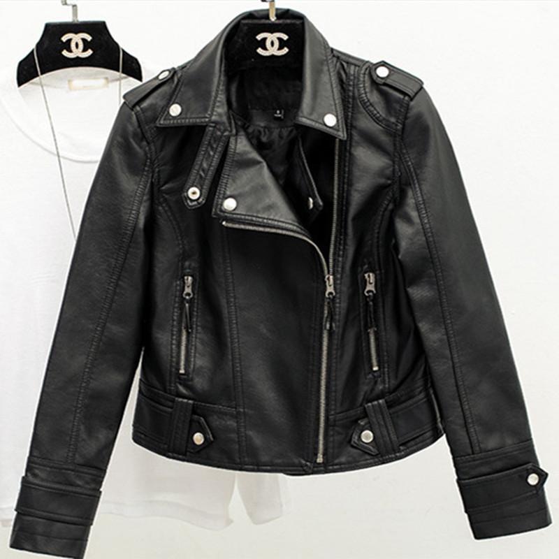 2026 Spring Autumn Haining New Women PU Leather Jacket, Slim Fit Lapel Short Motorcycle Biker Coat Fashion Casual Outerwear