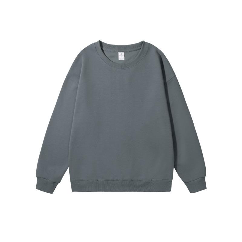 Plain Solid Color Crew Neck Sweatshirt Loose Fit Long Sleeve Blank Casual Pullover Top