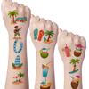 54pcs Temporary Tattoo Stickers Pineapple Hawaii Palm Tree Cartoon Cute Body Art Sticker  Waterproof Semi-Permanent Fake Tattoo