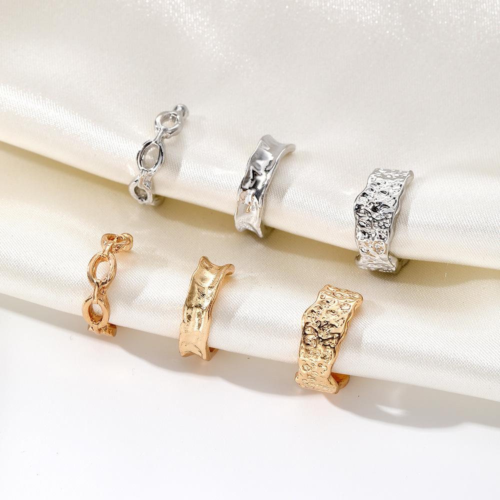Mode OL Ohrschlagmuster Legierung Ohrclip 3-teiliges Set kreativer Falt U-förmiger Ohrknochenclip ohne Ohrloch weiblich