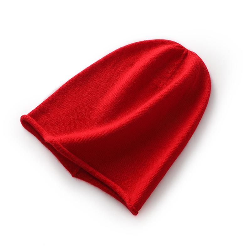 Winter 100% Cashmere Knitted Unisex Warm Hat High Quality Solid Leisure Sleeve Hat Men's And Women's High Quality Hat