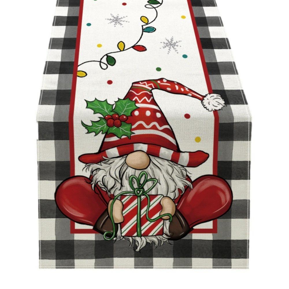 Creative Printed Linen Table Runner Christmas Decoration Dining Table Mat Small Tablecloth Elegant Home Decor