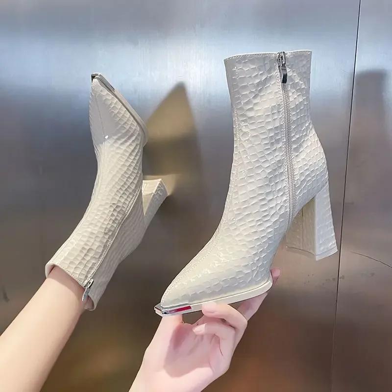 Pointed Toe Woman Short Shoes Autumn Very High Heels Ankle Boots for Women Heeled Spring 2025 Pu On Offer Promotion Hot Booties