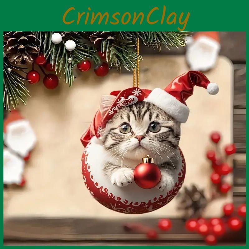 Car Pendant Acrylic Cat Cartoon Theme For Holiday Christmas Decor And Gift