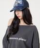 UNKNOWN PLANET Off-Shoulder Logo Long-Sleeve T-Shirt Charcoal