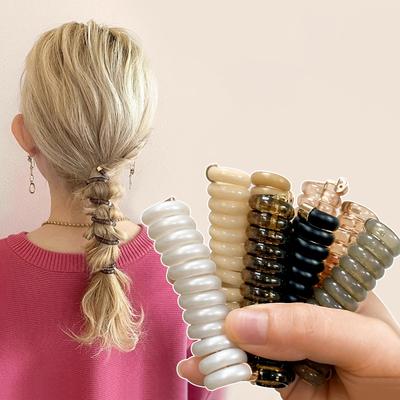 Elastische telefoondraad haarelastiekjes vrouwen meisjes effen haarbanden spiraalvormige spoel rubberen band paardenstaarten hoofd touw haaraccessoires