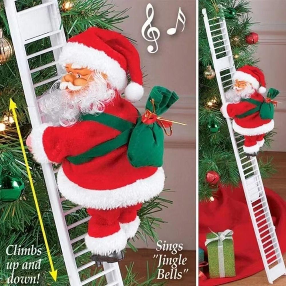 Chimney Santa Claus Climbing Ladder Climb Rop Santa Plush Toy Climbing Santa Claus Doll  Party