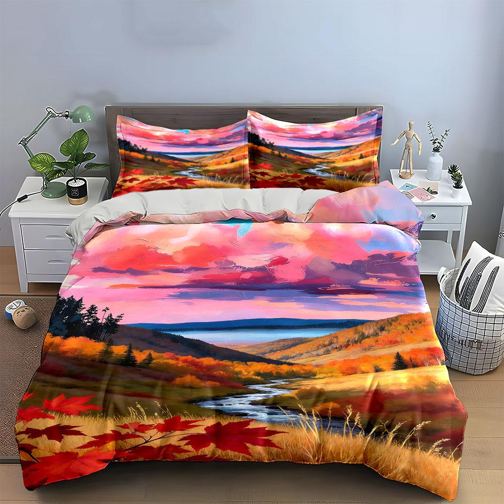 Autumn Landscape with Trees. Bedding Sets Duvet Cover Sets Duvet Covers Pillowcases(1 * Duvet Cover 2 * Pillowcases, Without Duvet Insert)