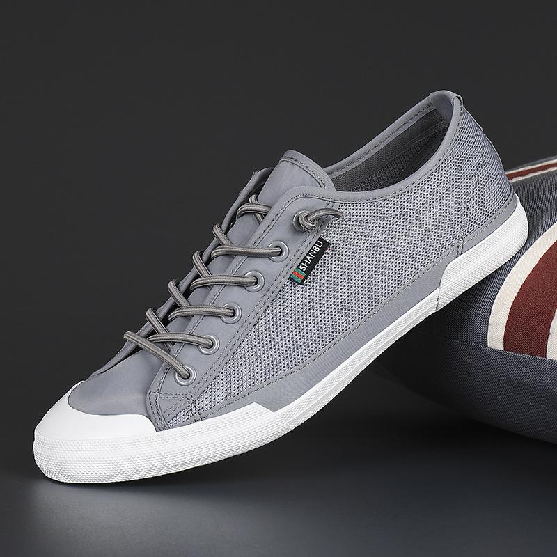 Men's Shoes Spring New Trendy Shoes Korean Version Mesh Breathable Canvas Shoes Low Top One Foot Pedal Shoes Men's Board Shoes