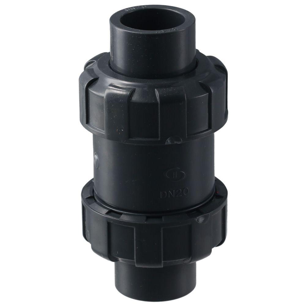 Durable UPVC One-way Valve Black 1/2" Check Valve True Union Double Union Backflow Valve Water Oil