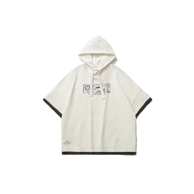 

Li Ning CF Стильная спортивная серия Толстовка с капюшоном и короткими рукавами из двух частей с принтом граффити Мужская толстовка Молочно-белый AWDR508-2 XL