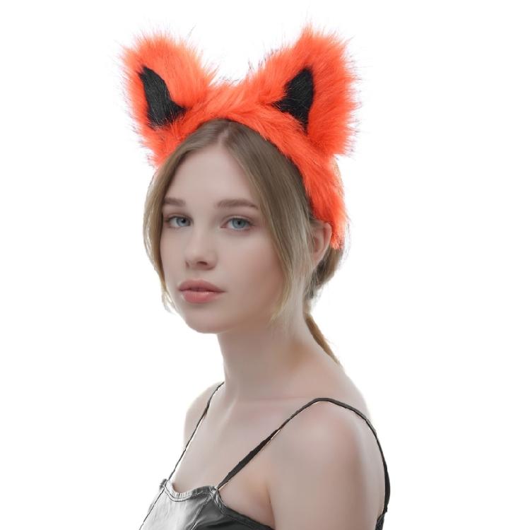 Kunstpelz Katzen Füchse Ohren Stirnband für Frauen Halloween Cosplay Kostüm Haarschmuck Fellige Tierohren Haarreif